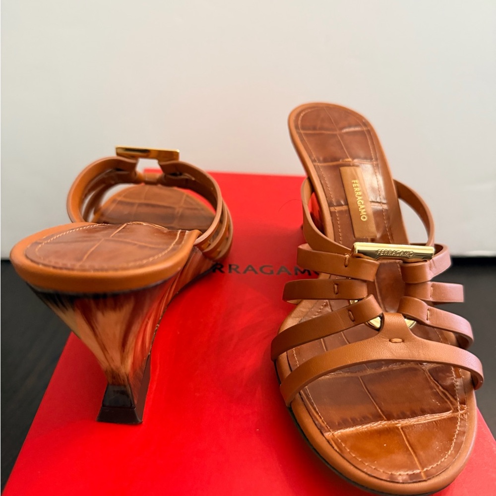 Salvatore Ferragamo Tan Strappy Sandals - Picture 6 of 6